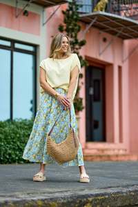 Shine On Label Lemonade Skirt Lemon And Blue Print