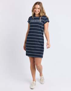 Foxwood Caleb Stripe Dress Dark Sapphire With White Stripe