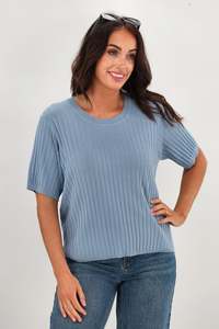 Vickis Favourites: Shine On Label Katie Rib Knit Tee Pale Blue