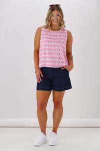 Vickis Favourites: Shine On Label Yumi Tank Pink White Geo
