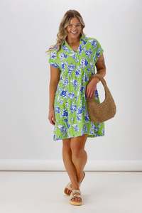 Vickis Favourites: Shine On Label Millie Cap Sleeve Dress Lime Floral
