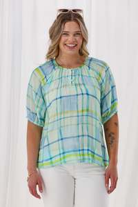 Shine On Label Katalina Top Blue Check