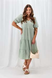 Vickis Favourites: Shine On Label Luca Gingham Tiered Midi Dress Blue Yellow Check