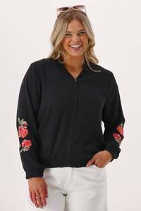 Gloss By Shine On: Gloss The Label Phylicia Embroidered Bomber Jacket Black