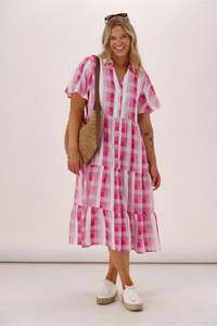 Gloss By Shine On: Gloss The Label Pinnacle Whimsical Dress Pink Check