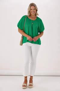 Gloss The Label Eve Satin Gathered Top Green