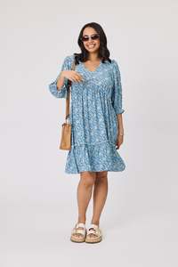 Gloss The Label Talephi Dress Blue Print