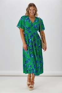 Gloss By Shine On: Gloss The Label Rohan Flutter Sleeve Dress Green Floral