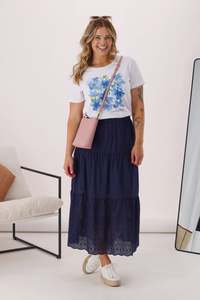 Gloss By Shine On: Gloss the Label Taia Broderie Hem Skirt Midnight