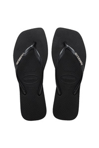 Havaianas: Havaianas Slim Square Logo Metallic 2976 Black Silver