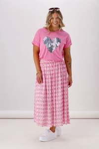 Sale: Shine On Label Yumi Skirt Pink White Geo