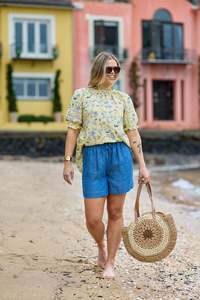 Shine On Label Orriella Top Yellow Blue Floral