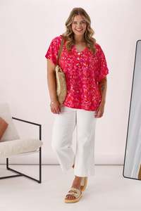 Sale: Gloss The Label Miro Top Red Pink Floral