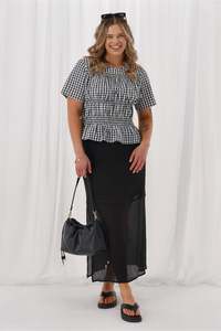 Sale: Shine On Label Annaliese Top Black Check