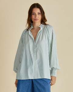 Sale: Betty Basics Romi Shirt Sage Stripe