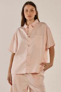 Betty Basics Saffra Short Sleeve Denim Shirt Pink