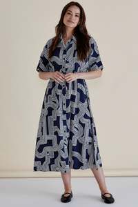 Betty Basics Skye Dress Navy Geo