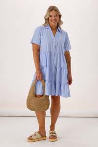 Shine On Brands: Shine On Label Sirocco Striped Mini Dress Blue White Stripe