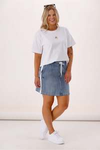Shine On Brands: Shine On Label Lyon Collection Denim Skirt w White Tape