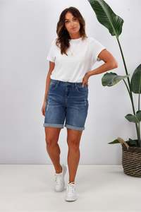 Shine On Brands: Shine On Label Boyfriend Shorts Indigo Blue