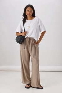 Shine On Brands: Shine On Label Dario Side Stripe Wide Leg Pants Latte