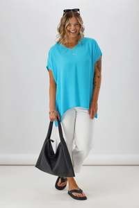 Shine On Label Summer Essential Drape V Neck Top Turquoise