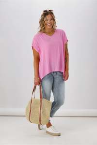 Sol Gloss: Shine On Label Summer Essential Drape V Neck Top Pale Pink