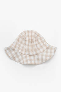 Antler Gingham Bucket Hat Oat