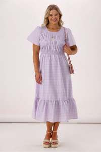 All Dresses: Sunday Boho Erica Puff sleeve Dress Lilac Gingham