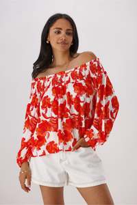 Ayva Imogen Top Red Print