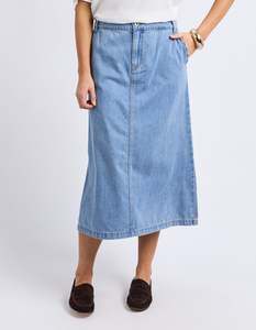 All Bottoms: Elm Scallop Edge Denim Skirt Light Blue