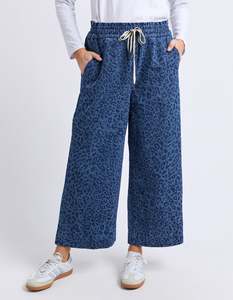 Elm Anna Animal Denim Pant Dark Blue