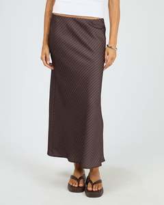 All Bottoms: Silent Theory Eden Pinstripe Maxi Skirt Chocolate