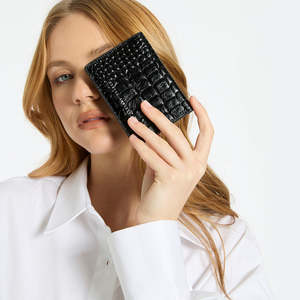 Status Anxiety Easy Does It Wallet Black Croc Emboss