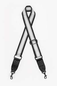 Antler Bag Strap Black White & Silver Stripe