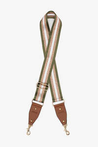 Bag Strap: Antler Bag Strap Khaki & Rose Gold Stripe