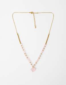 Stella + Gemma Necklace Howlite Clover Gold Pink Clover