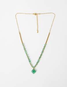Stella + Gemma Necklace Howlite Clover Green Aventurine Clover
