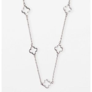 Stella + Gemma Silver Long Chain Cut Out Flower