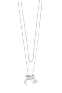 Pilgrim Between Recycled White Necklace Silver Plated