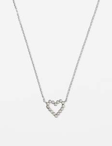 Stella + Gemma Silver Chain Crystal Heart Necklace