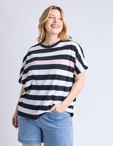 Tees: Elm Sorrento Tee Black And White Stripe