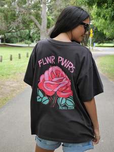 Rebel Club Flower Power Tee Washed Black