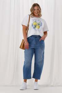 Shine On Label Denim Collection: Shine On Label Brooke Barrel Leg Denim Jogger