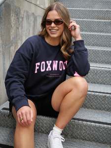 Hoodies Crews: Foxwood Interval Crew Black W/ Neon Pink