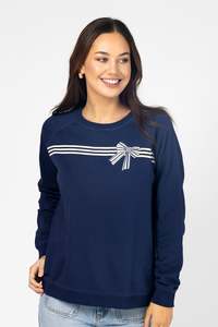 Stella + Gemma Classic Sweater Stripes and Bow Navy