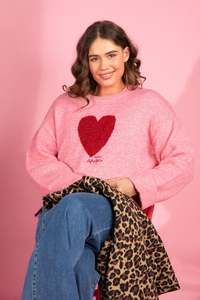 Elm Foxwood: Elm Intersia Heart Knit Quartz Pink