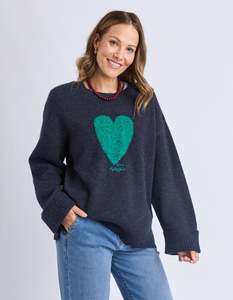 Elm Intersia Heart Knit Navy