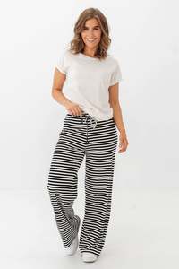 25 Sale: ONLY Aida Stripe Pant Black White