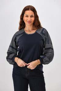 25 Sale: Shine On Label Mackenzie Geo Print Sleeve Top Ink